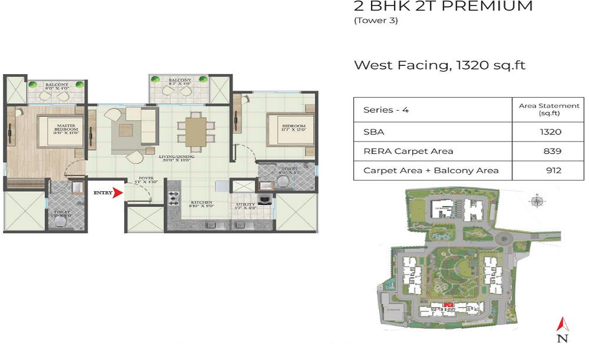 2BHK Floor Plan Abhee Aaria in Gunjur Road, Bangalore