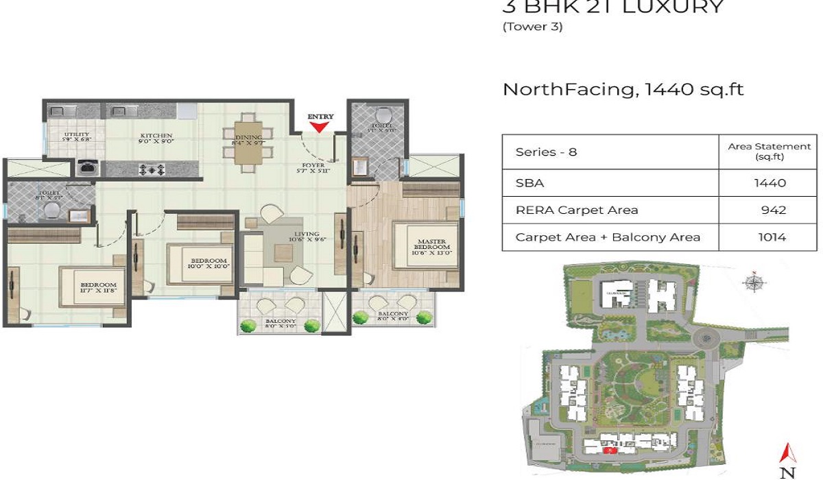 3BHK Floor Plan Abhee Aaria in Gunjur Road, Bangalore
