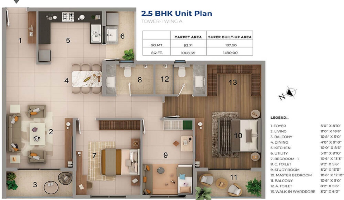 2.5BHK Adarsh Lumina Apartments in Sarjapur Road, Bangalore