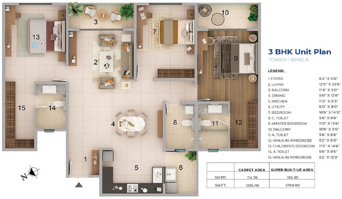 3BHK Adarsh Lumina Apartments in Sarjapur Road, Bangalore
