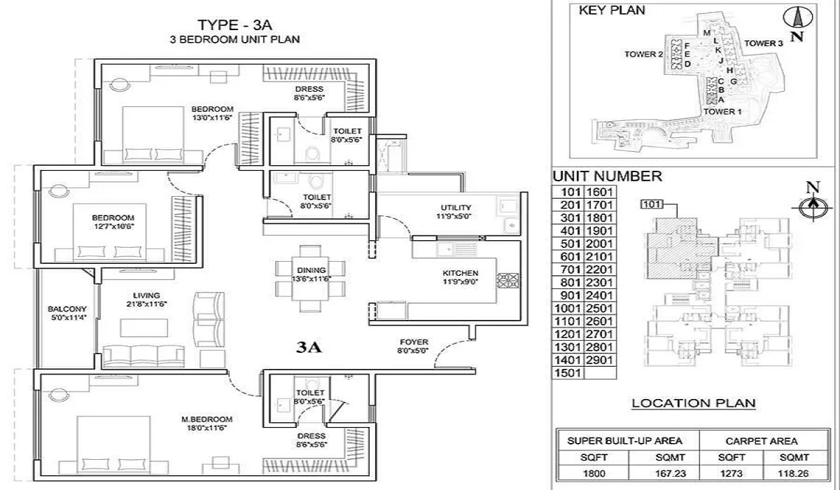 3BHK Floor Plan Adarsh Park Heights in Gunjur, Bangalore