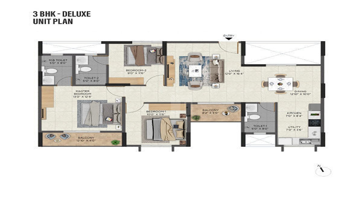 3BHK Floor Plan ARATT Avant Twilight in Budigere Cross, Bangalore