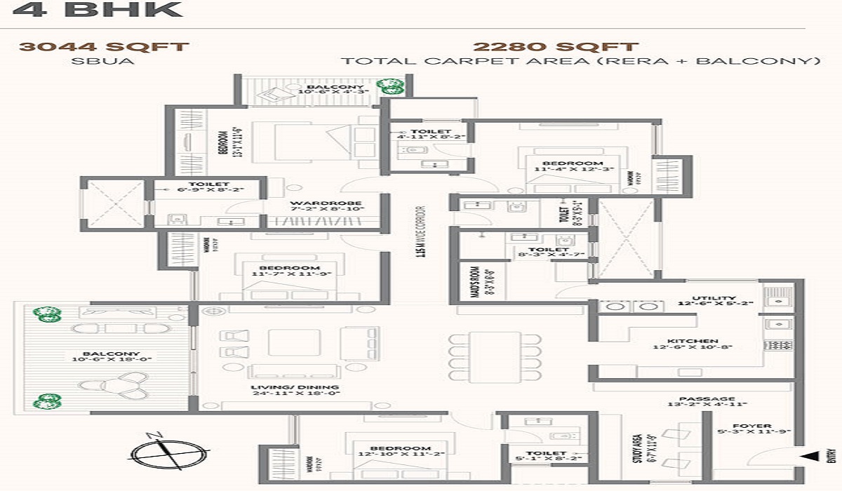 4BHK Floor Plan Assetz 66 & Shibui in Whitefield, Bangalore
