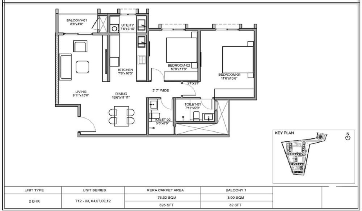 2BHK Floor Plan Birla Ojasvi in RR Nagar, Bangalore