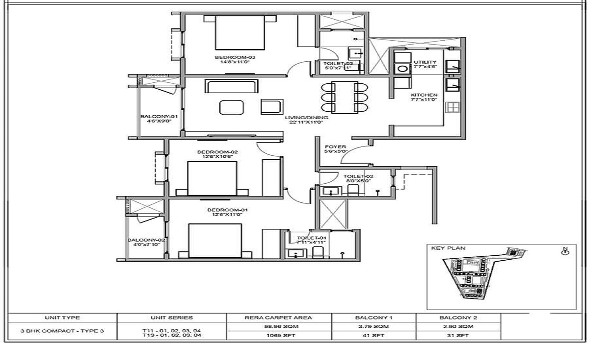 3BHK Floor Plan Birla Ojasvi in RR Nagar, Bangaloren