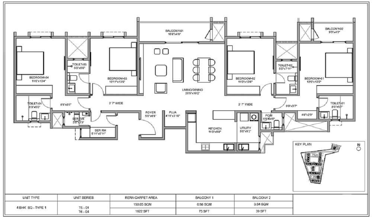 4BHK Floor Plan Birla Ojasvi in RR Nagar, Bangalore