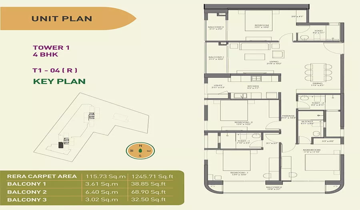 4BHK Floor Plan Birla Tisya in Magadi Road, Rajajinagar Bangalore