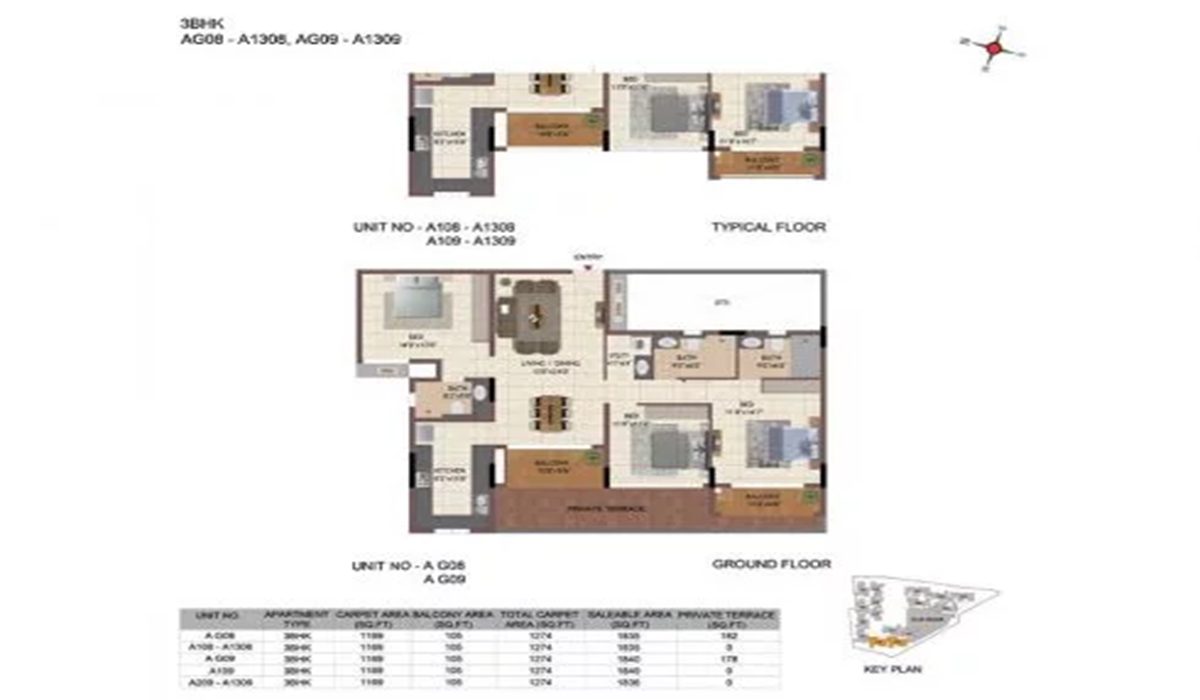 3BHK Floor Plan Casagrand Flamingo in HSR Layout, Bangalore
