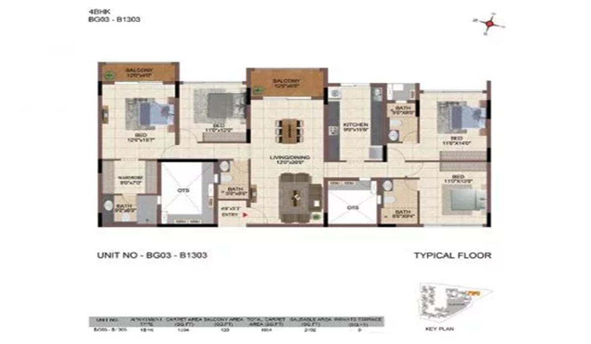 4BHK Floor Plan Casagrand Flamingo in HSR Layout, Bangalore