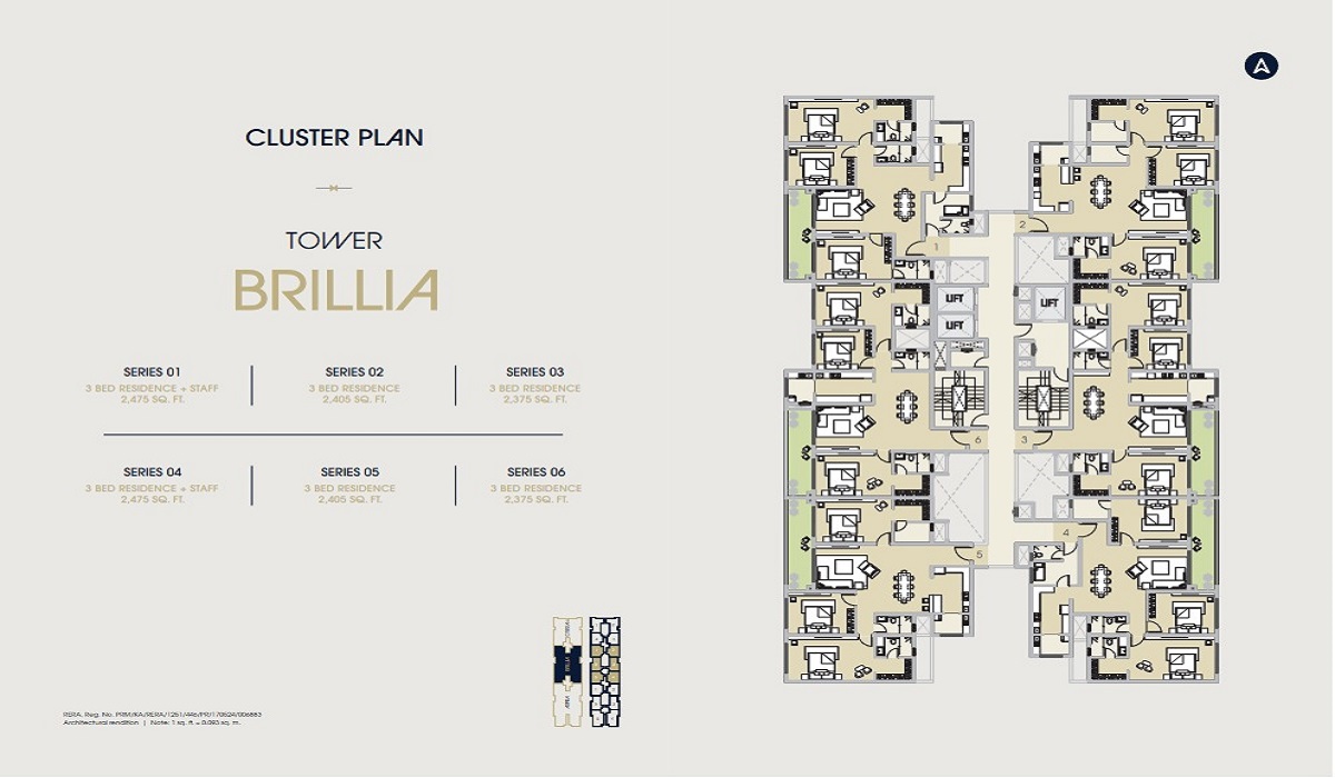 3BHK Floor Plan Century Regalia, Indiranagar, Bangalore