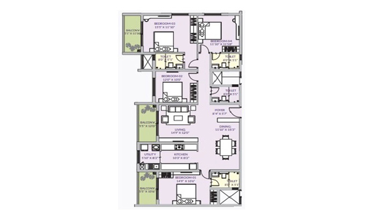 4BHk Floor Plan Century Liva Yelahanka, Bangalore