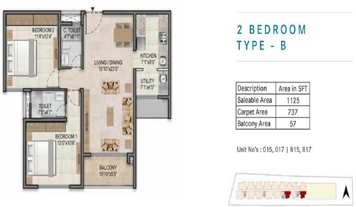 2BHK Floor Plan Century Horizon in Jakkur, Bangalore