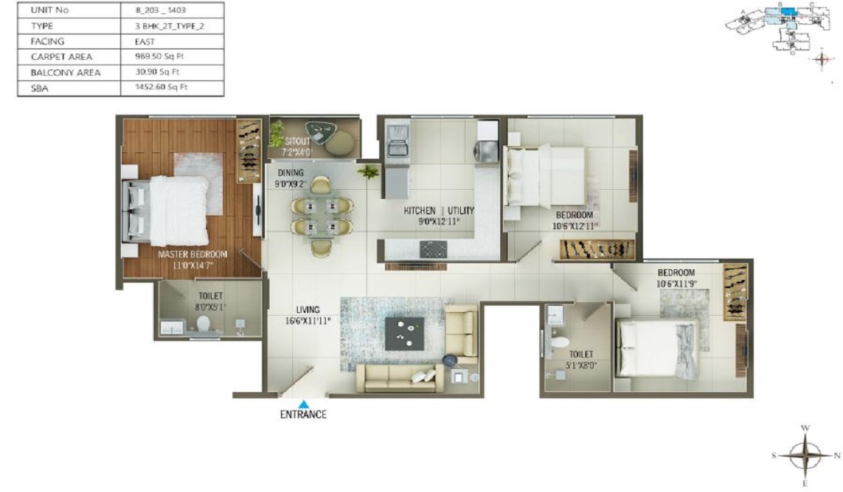 3BHK Concorde Mayfair in Yelahanka, Bangalore