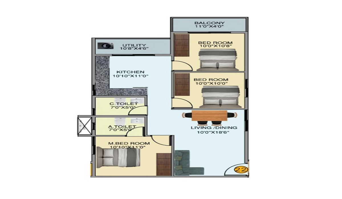 2 BHK Floor Plan DS-MAX Sky Shubham in K R Puram, Bangalore