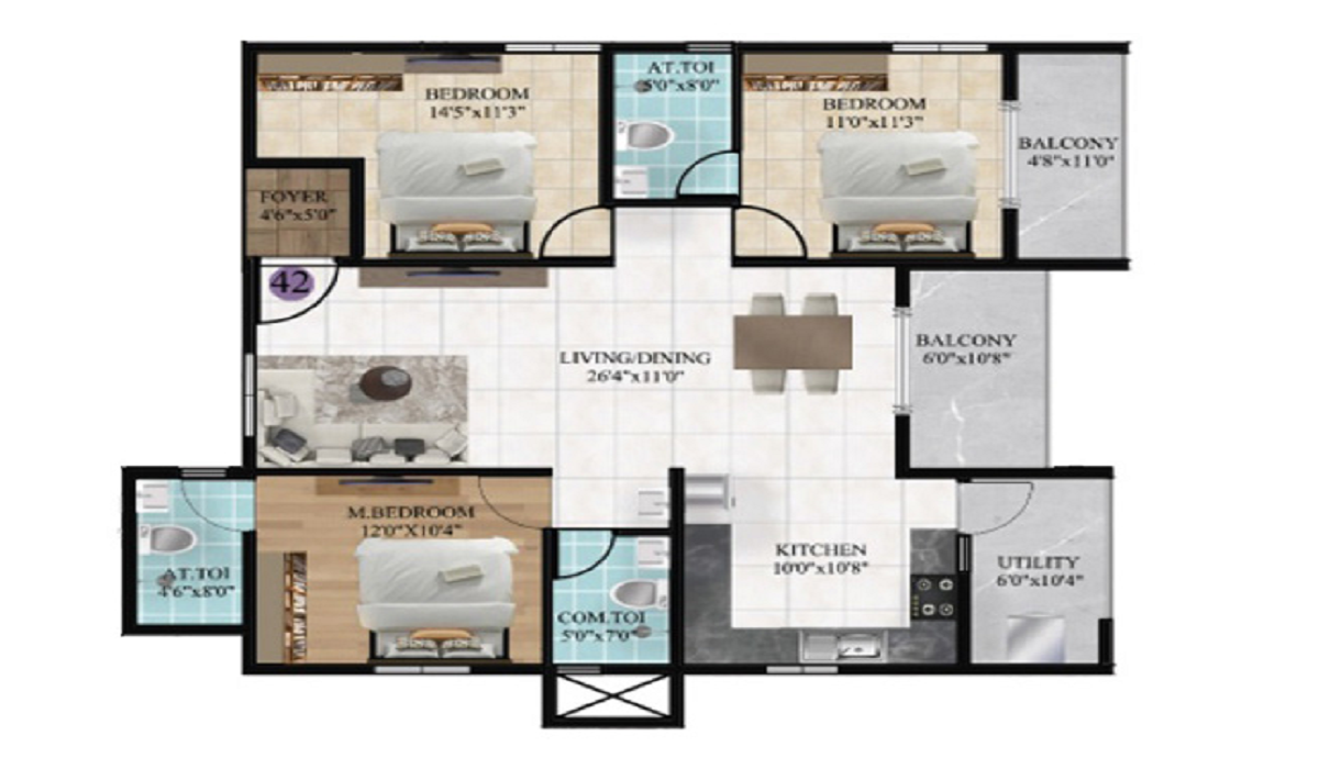 3BHk DS-MAX SkyFields on Soukya Road in Whitefield, Bangalore