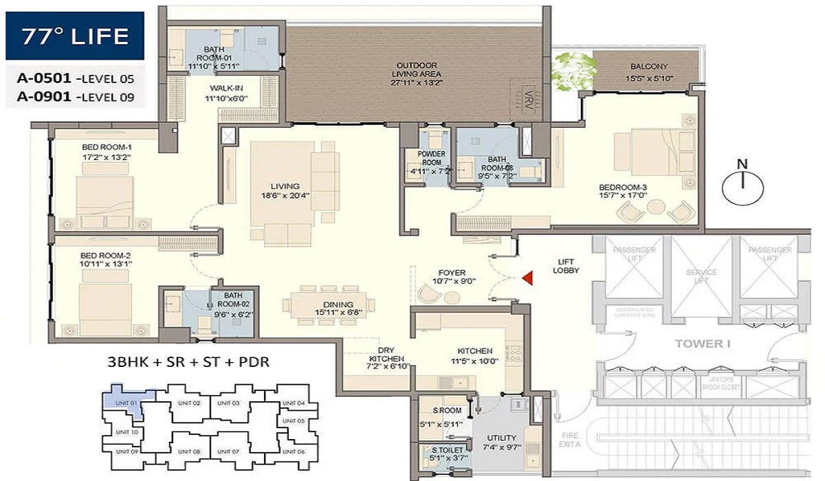 3BHK Floor Plan Prestige Pine Forest MasterPlan
