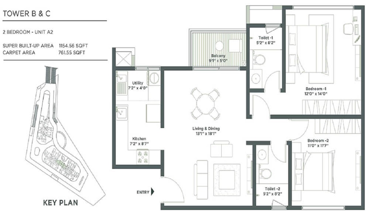 2BHK Floor Flan Embassy East Avenue in Whitefield, Bangalore