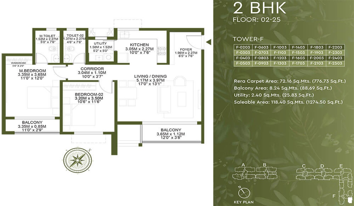 2BHK Floor Plan Godrej Lakeside Orchard in Sarjapur Road, Bangalore