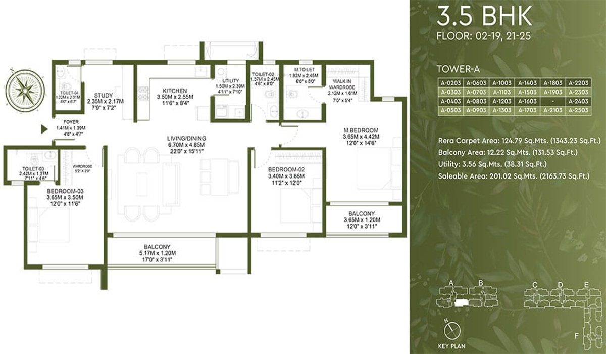 3.5BHK Floor Plan Godrej Lakeside Orchard in Sarjapur Road, Bangalore