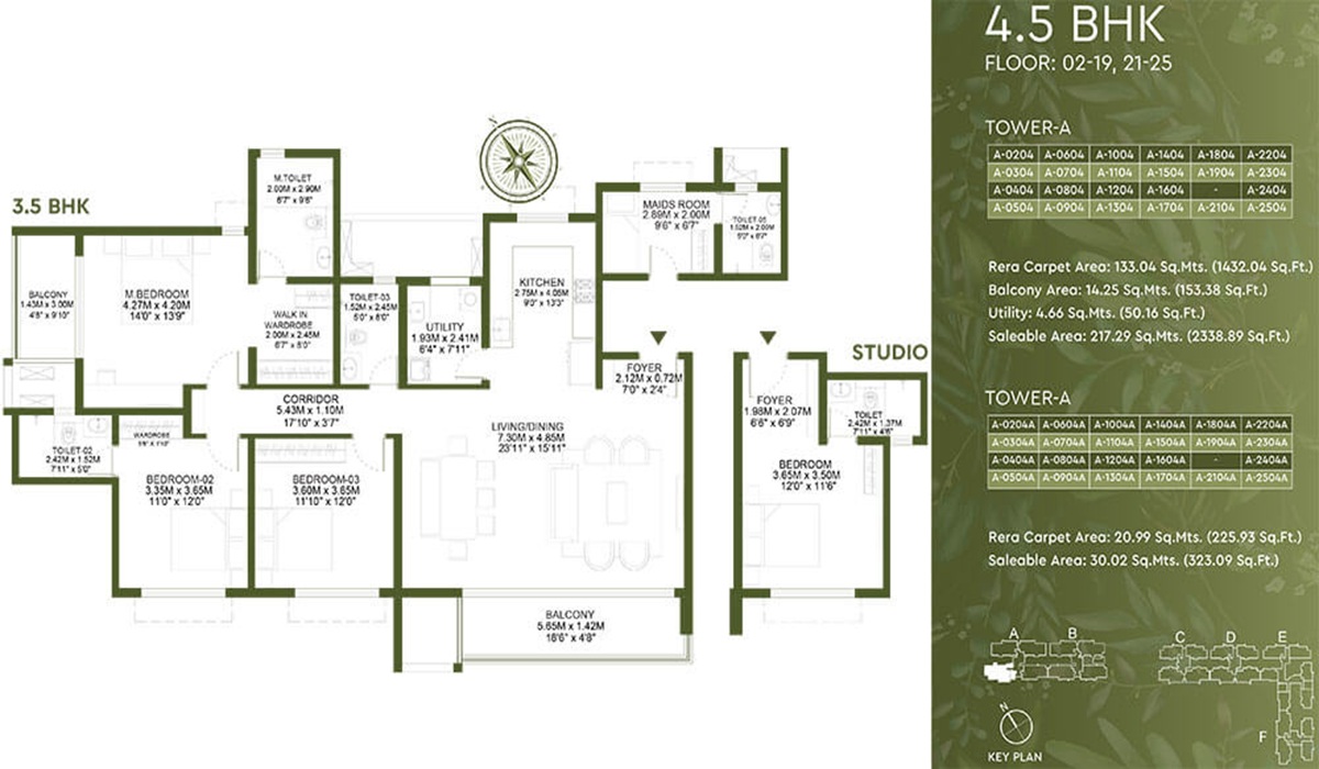 4.5BHK Floor Plan Godrej Lakeside Orchard in Sarjapur Road, Bangalore