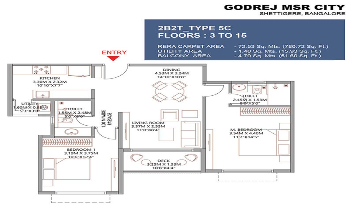 2BHk Floor Plan Godrej New Launch Shettigere Apartments in Bangalore