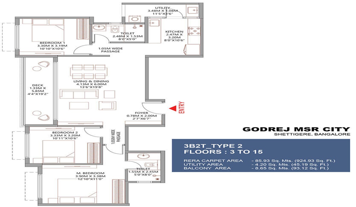 3BHK Floor Flan Godrej New Launch Shettigere Apartments in Bangalore