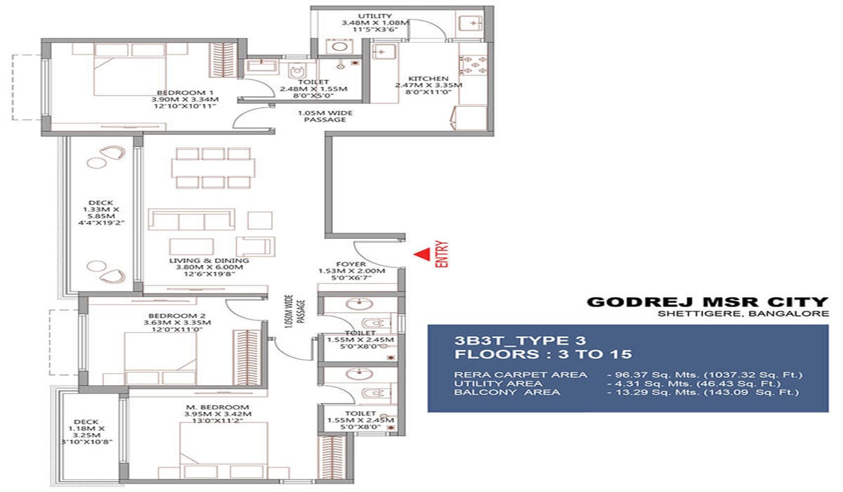 3BHK Floor Plan Godrej New Launch Shettigere Apartments in Bangalore
