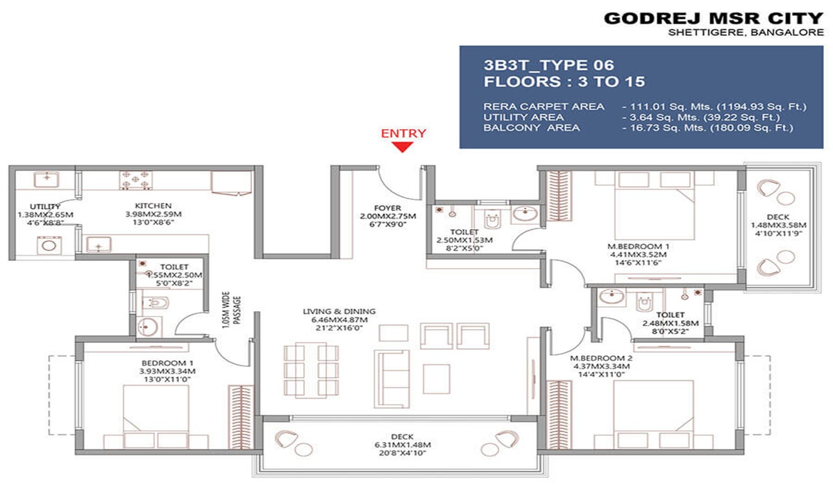 3BHK Floor Plan Godrej New Launch