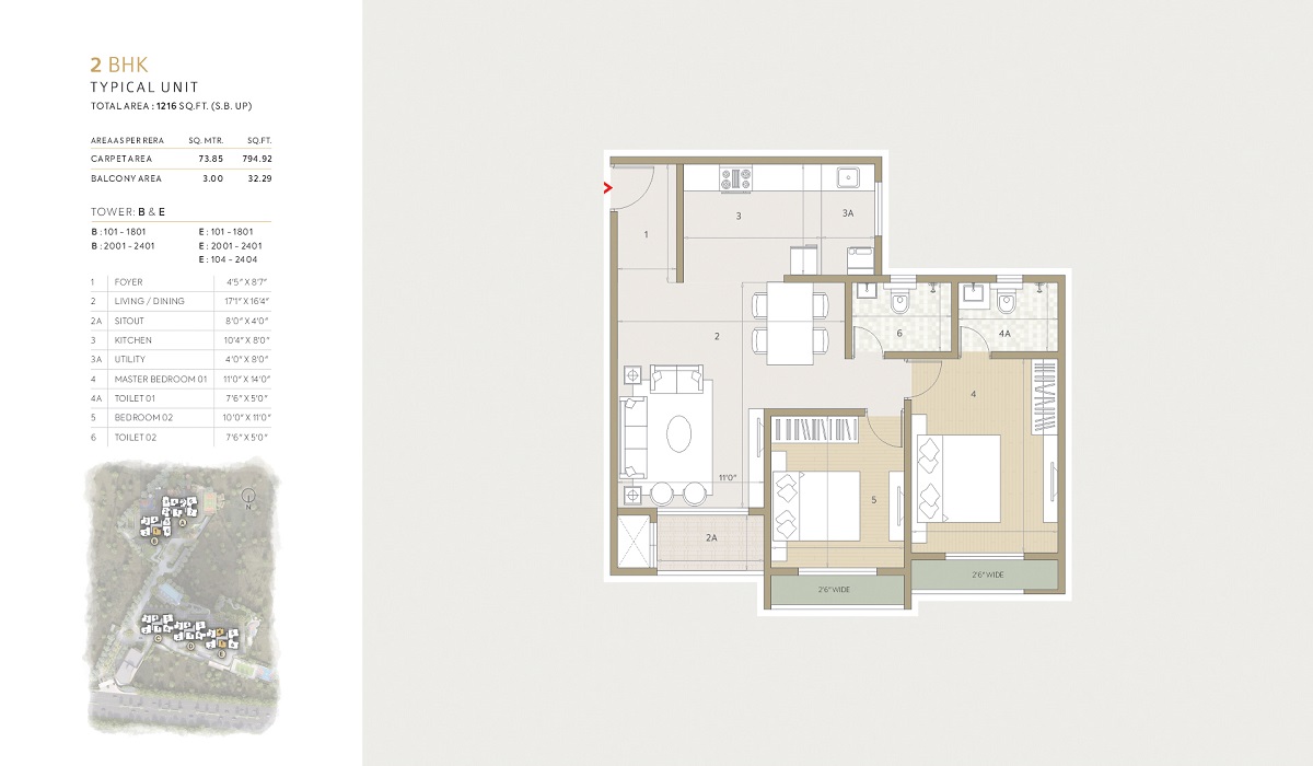 2BHK Floor Plan Orchid Life in Gunjur, Bangalore