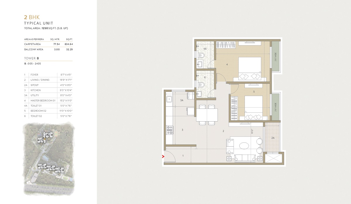 2BHK Floor Plan Orchid Life