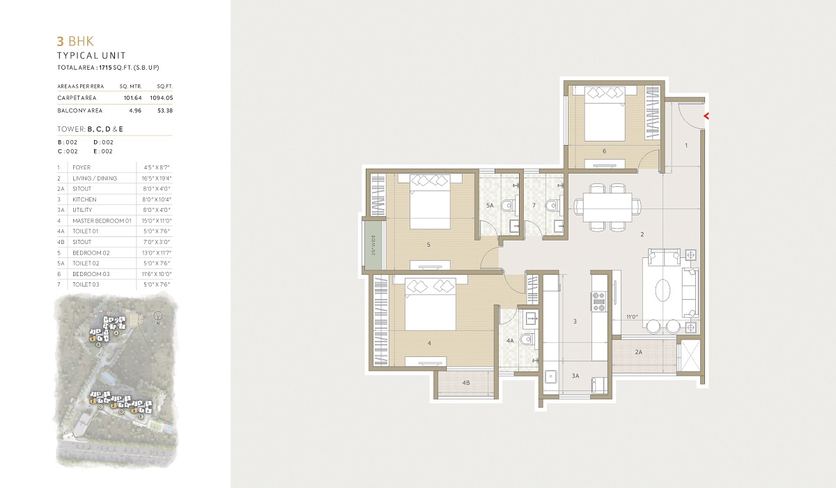3BHK Floor Plan Orchid Life in Gunjur, Bangalore