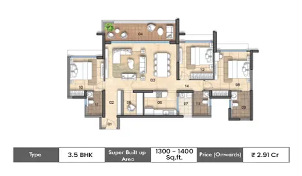 3BHk Floor Plan Lodha Hosa Road at Manyata Tech Park in Thanisandra, Bangalore