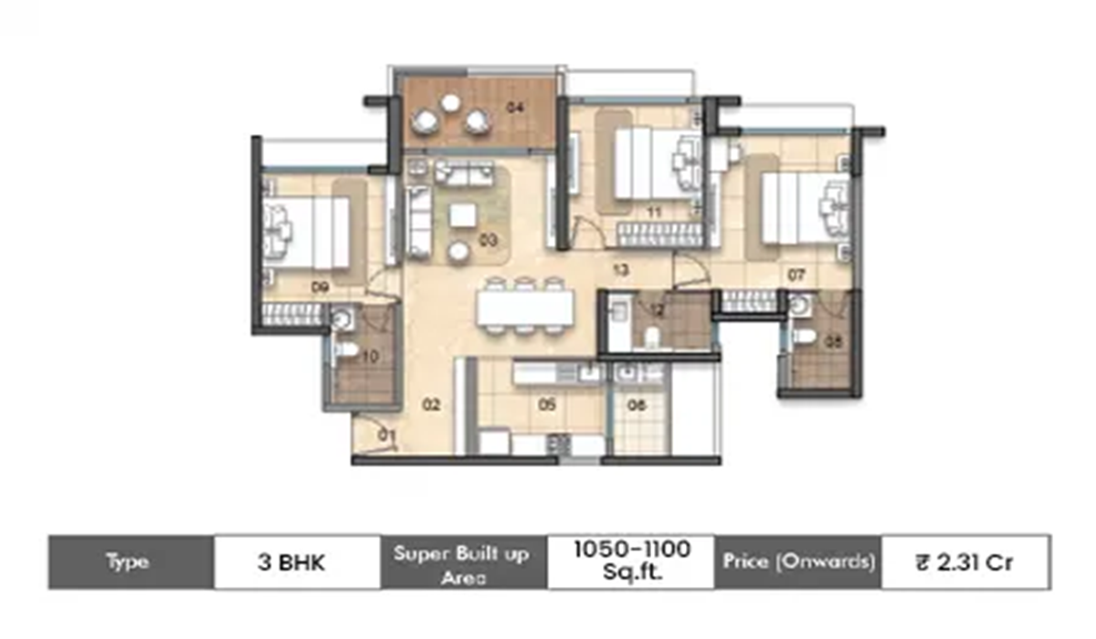 Lodha Hosa Road at Manyata Tech Park in Thanisandra, Bangalore tower Floor Plan