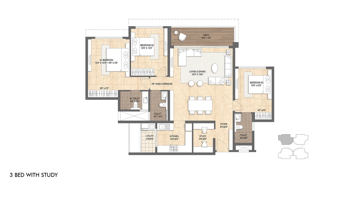 3BHk Floor Plan Lodha Mirabelle at Manyata Tech Park in Thanisandra, Bangalore