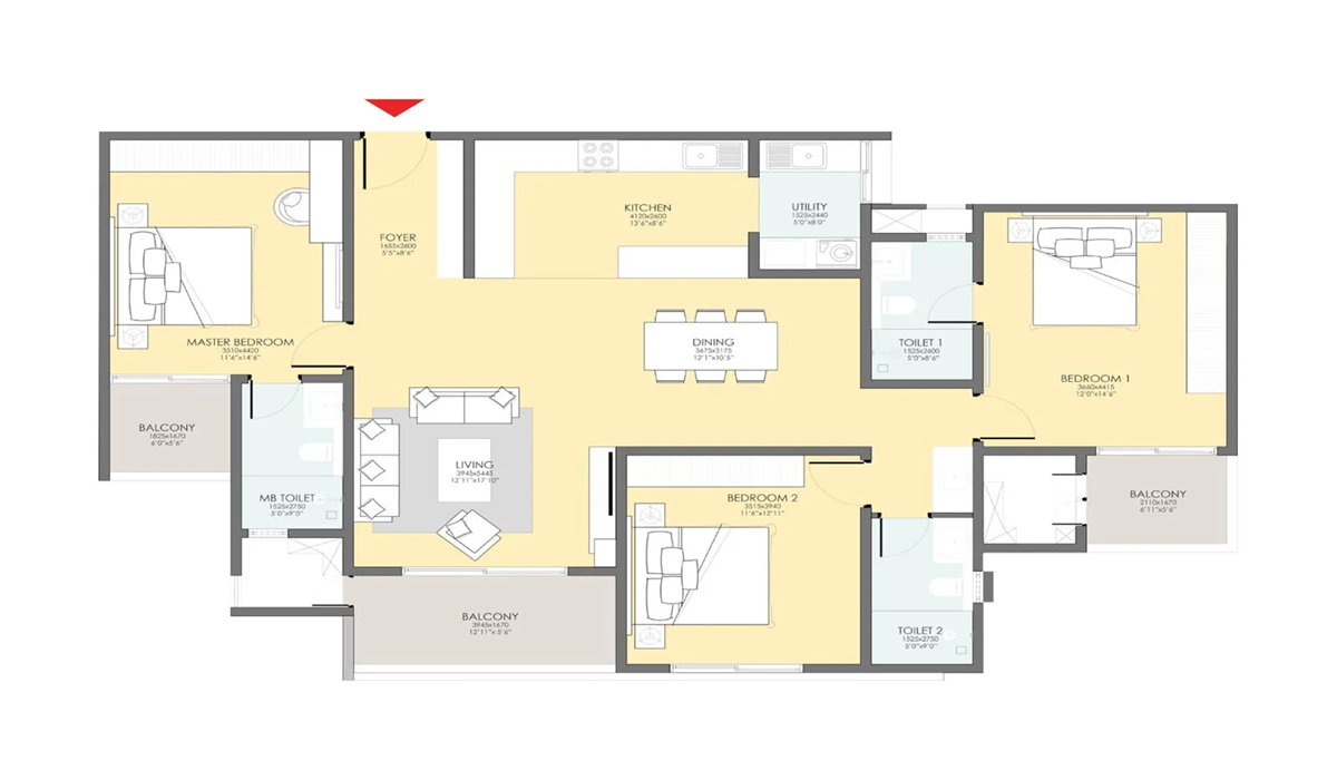 Floor Plan Serene Heights in Sompura Gate, Sarjapur Road, Bangalore
