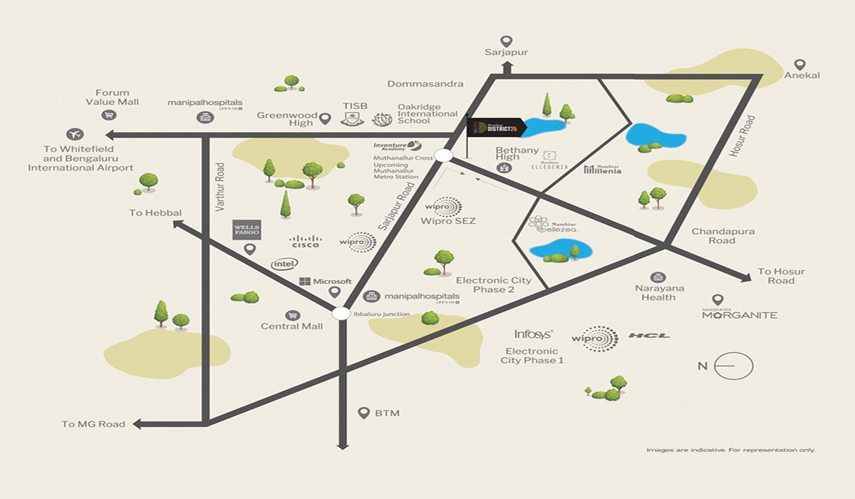 Location Map Nambiar District 25 in Sarjapur Road, Bangalore