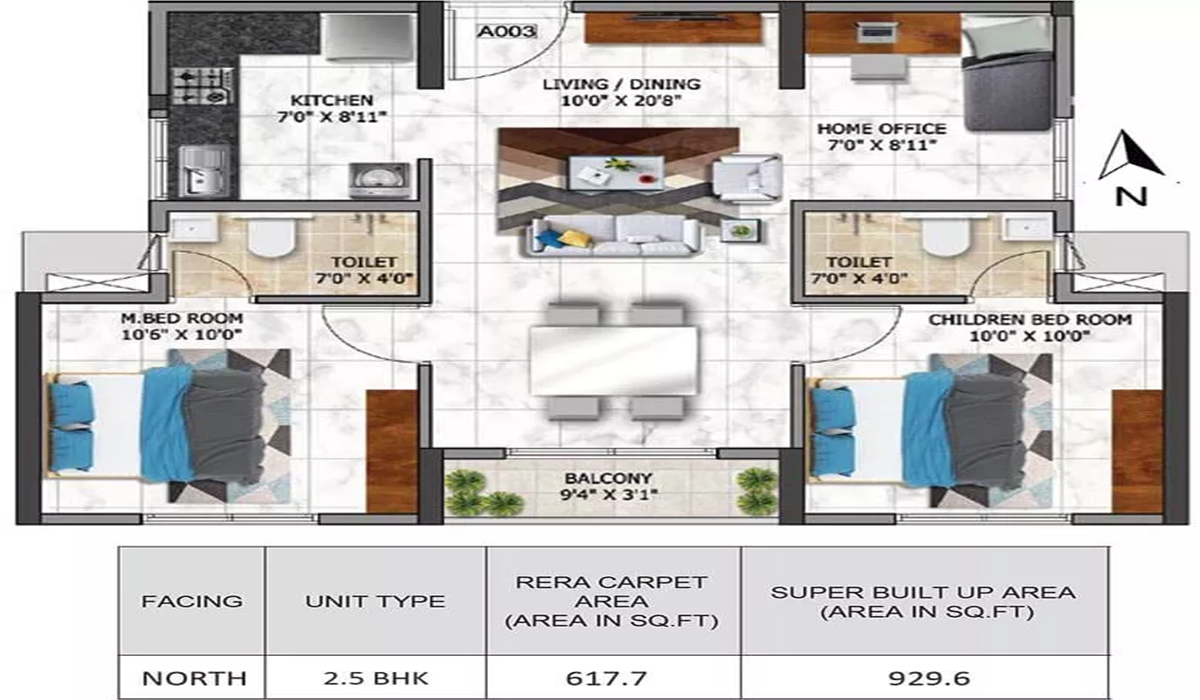 2.5BHK Floor Plan Nambiar Millennia in Muthanallur, Bangalore