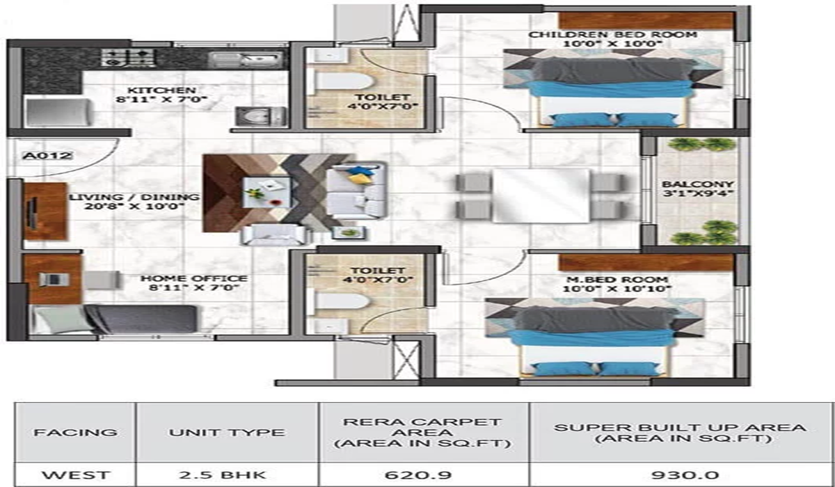 Nambiar Millennia 2.5BHK Floor Plan