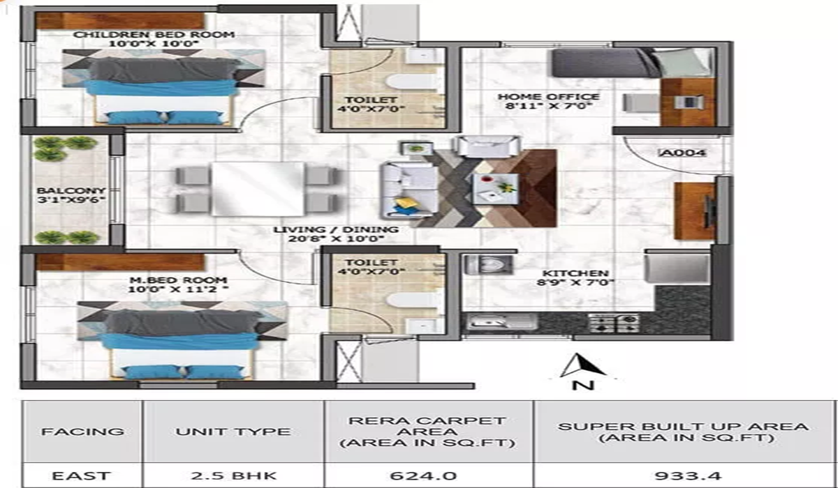 2.5 BHK Floor Plan Nambiar Millennia