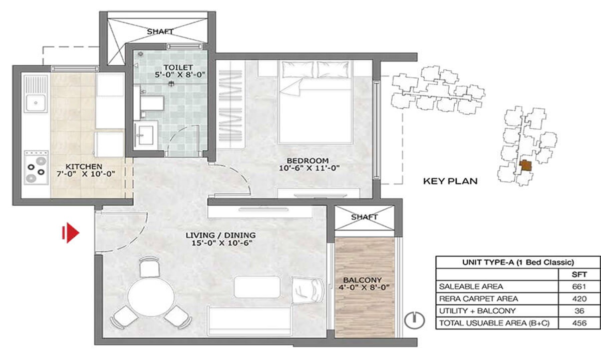 1BHK Floor Plan Prestige Suncrest Electronic City, Bangalore