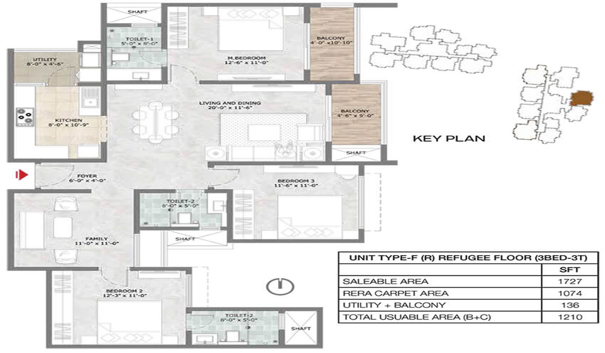 3BHK Floor Plan Prestige Suncrest Electronic City, Bangalore