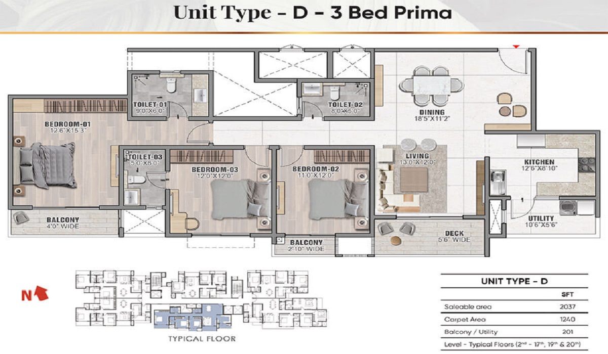 3BHK Prestige Camden Gardens