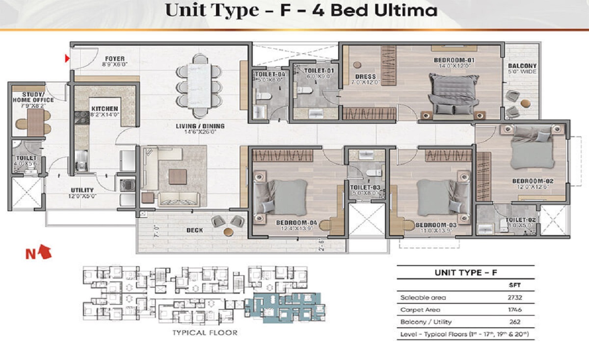 4BHK Prestige Camden Gardens in Thanisandra Road, Bangalore