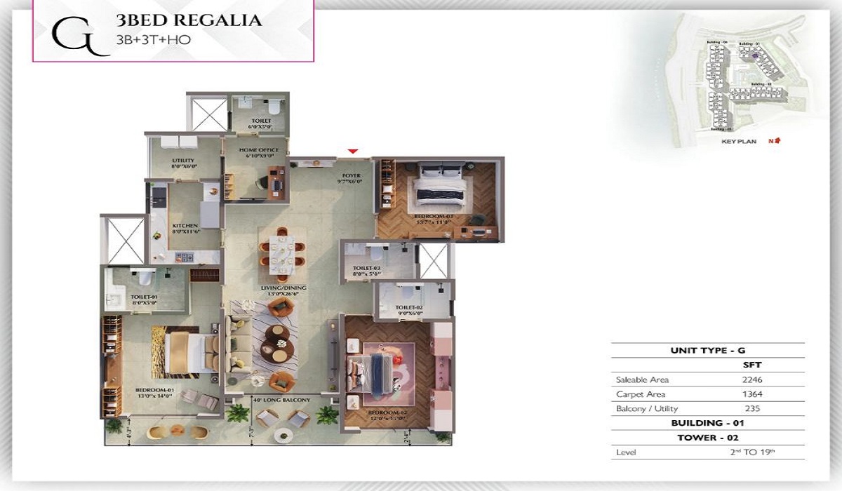 3BHK Units Floor Plan