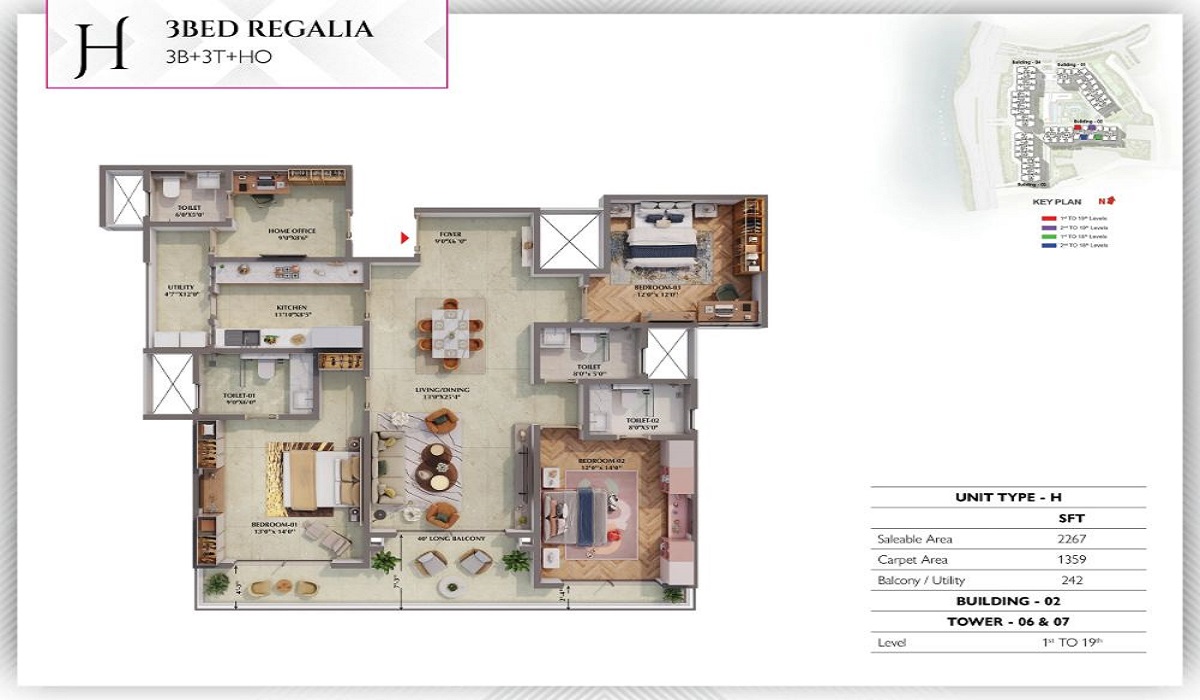 3BHk Apartments Floor Plan