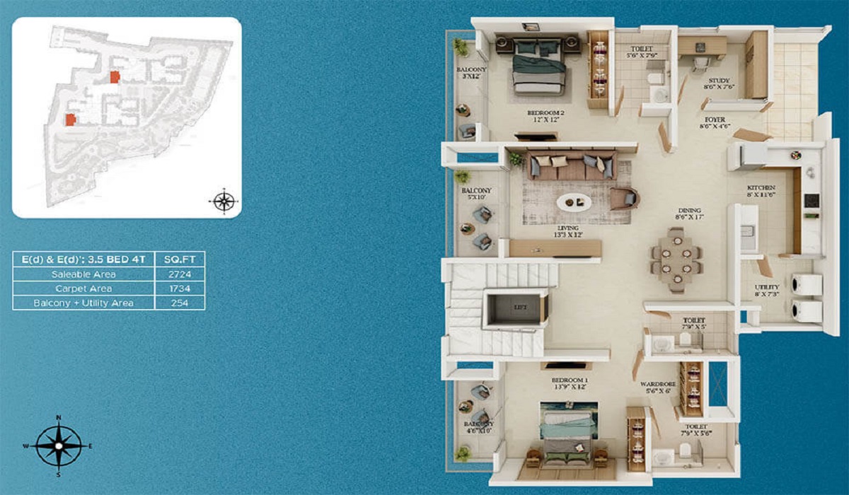3.5 BHk Floor Plan Prestige Somerville
