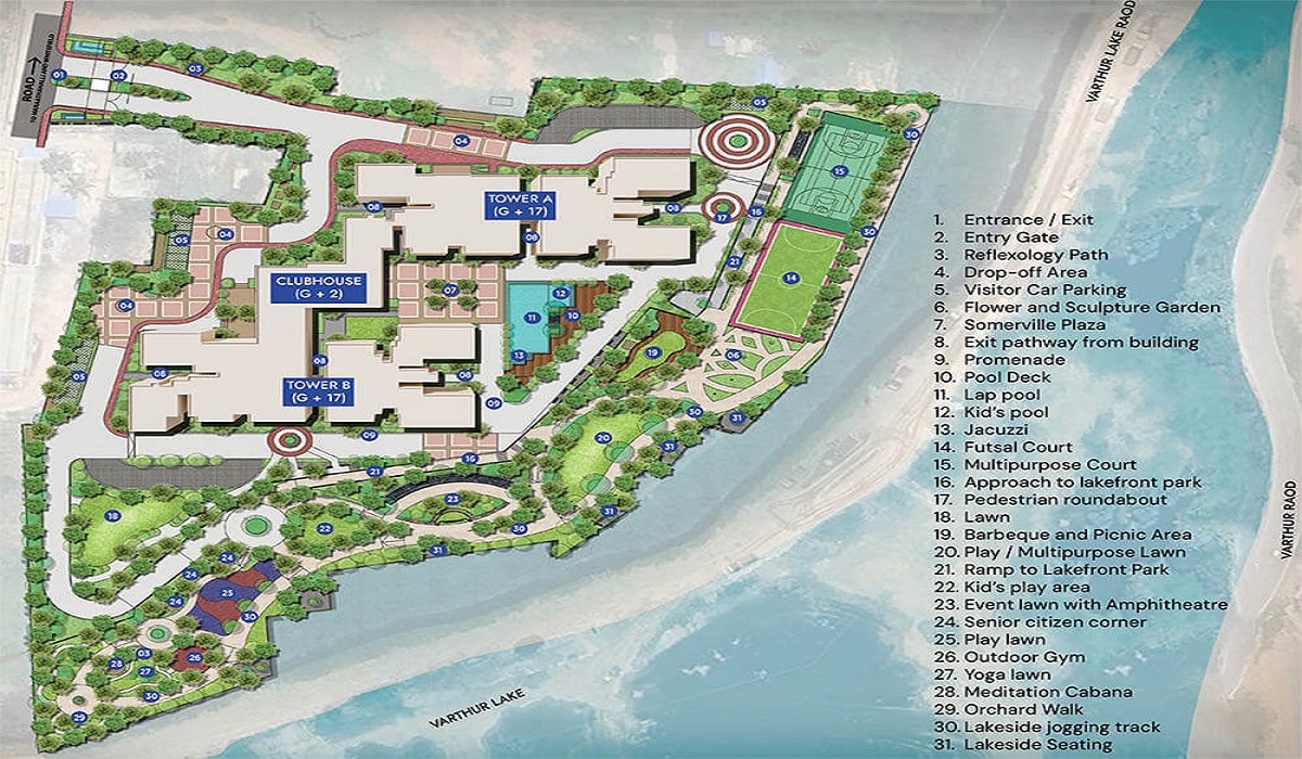 Master Plan Prestige Somerville in Varthur Road, Whitefield, Bangalore