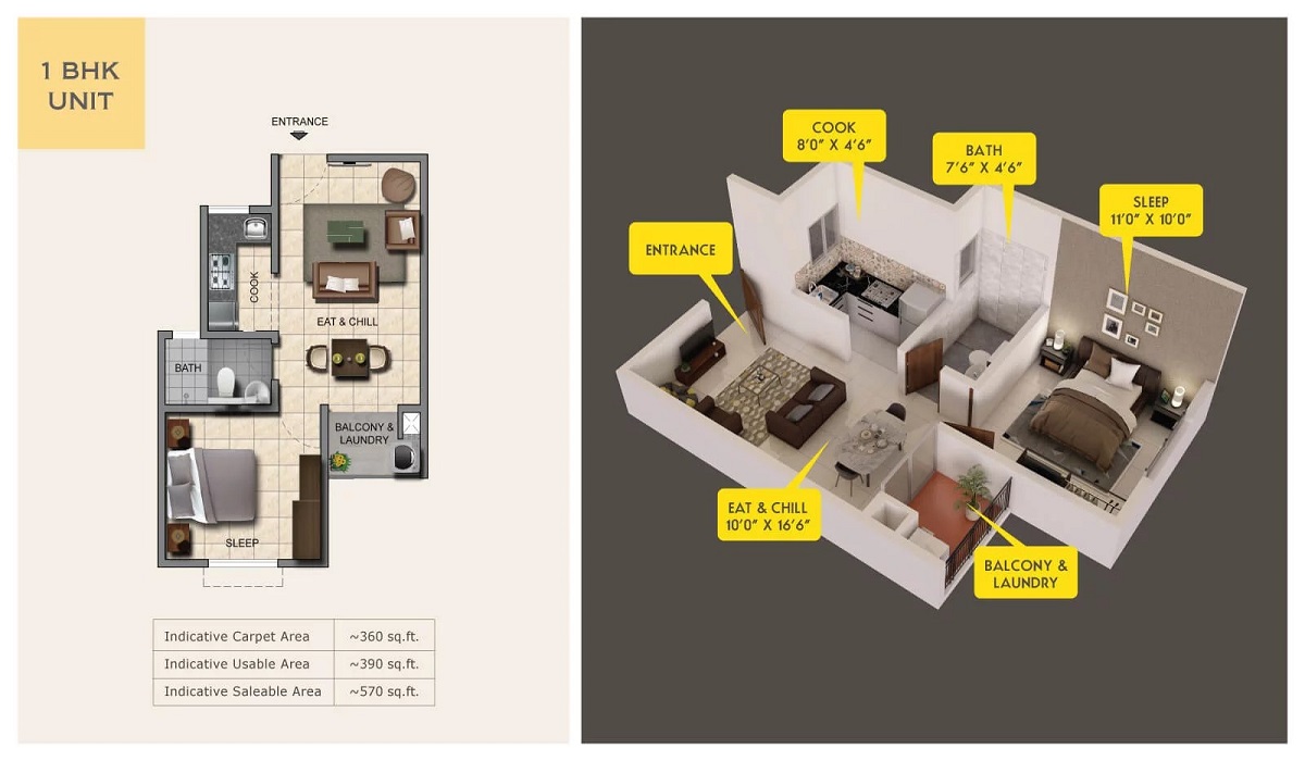 Provident Capella Whitefield Bangalore 1bhk floor plan