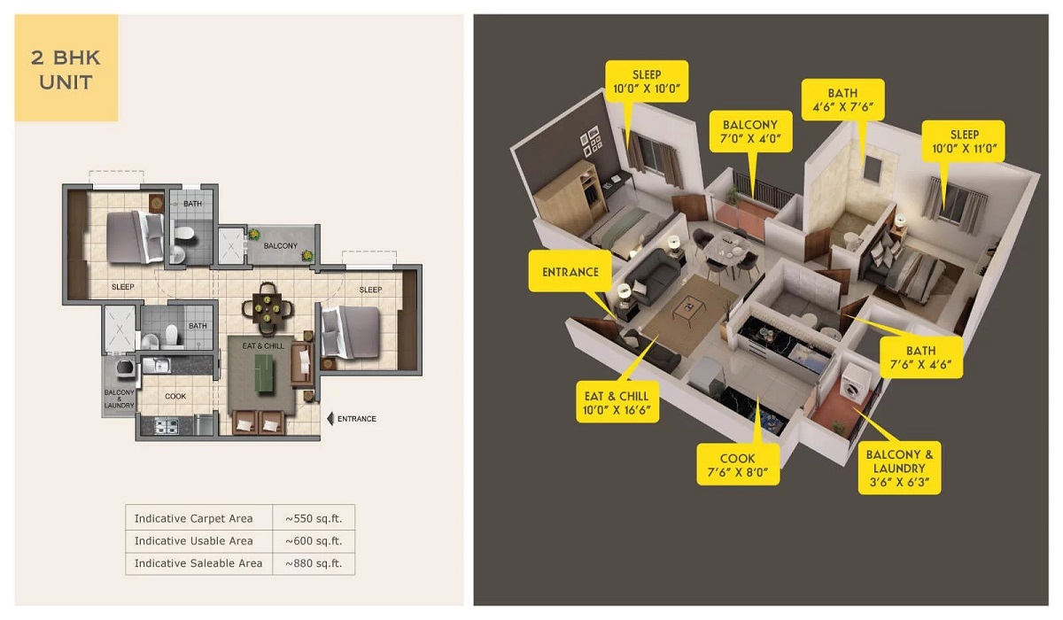 Provident Capella Whitefield Bangalore 2bhk floor plan