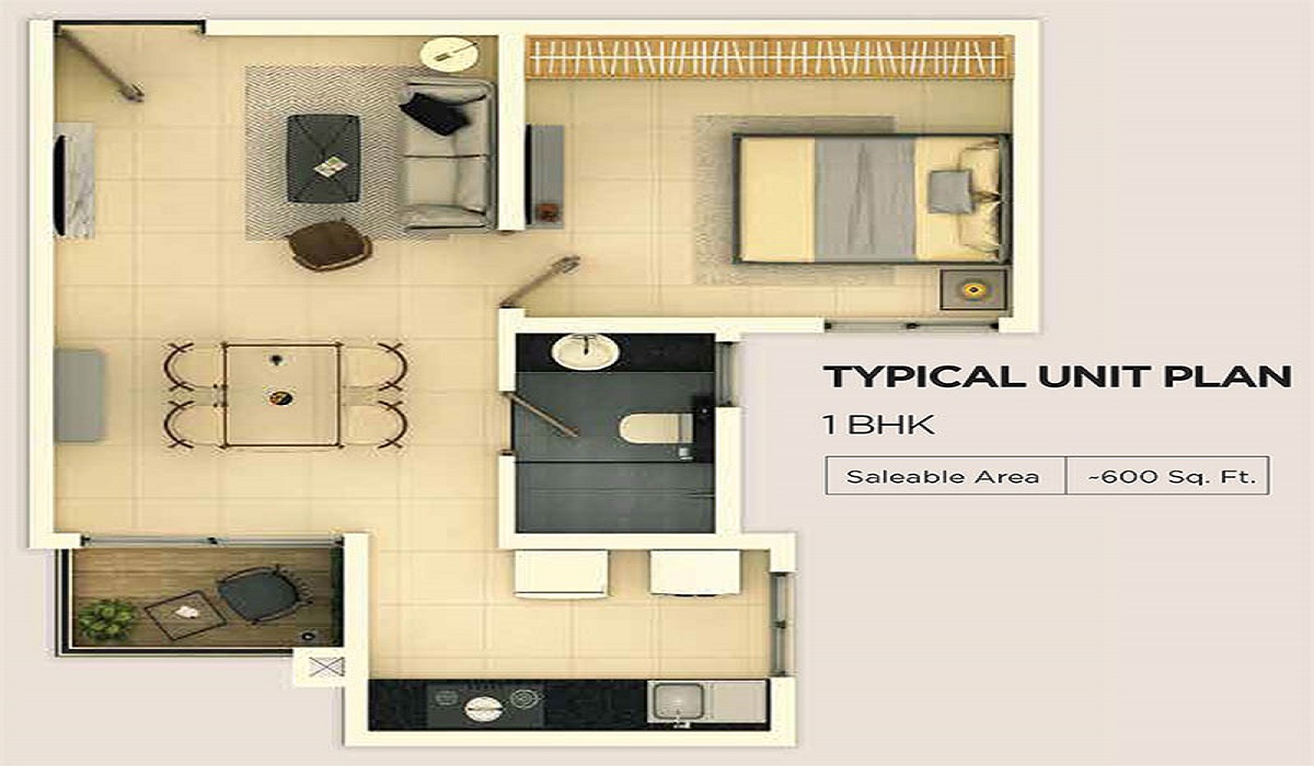 Provident Ecopolitan, Aerospace Park, Bangalore 1BHk floor Plan